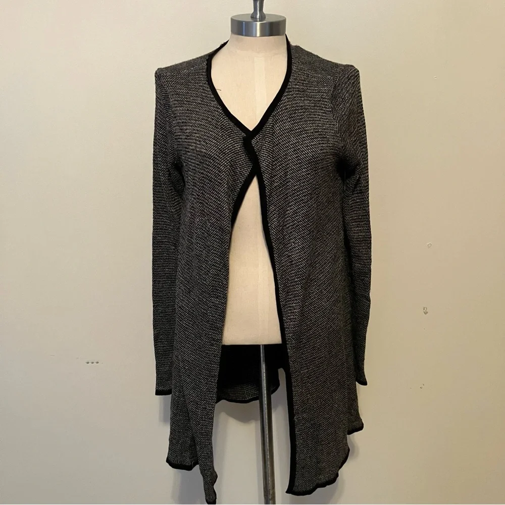 Eileen Fisher Long Cardigan Wool Linen Blend Open Front Petite Small Lagenlook - Picture 1 of 10
